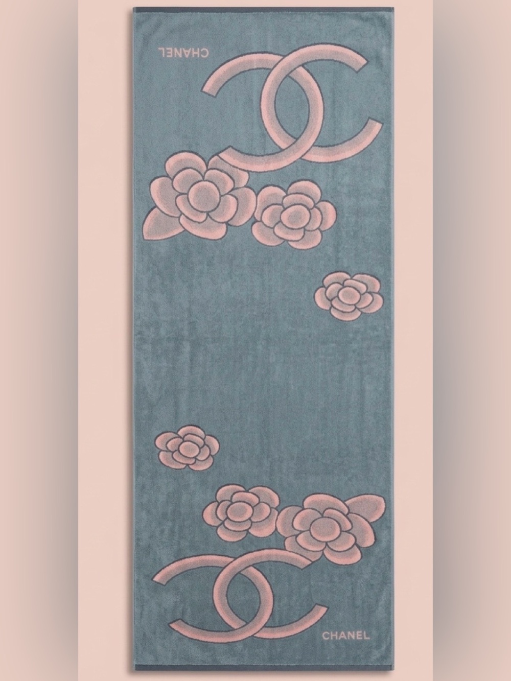 Vintage Chanel Cashmere/Silk Blend CC Logo Camellia Wrap in Grey/Pink 72”x26” - Picture 4 of 15